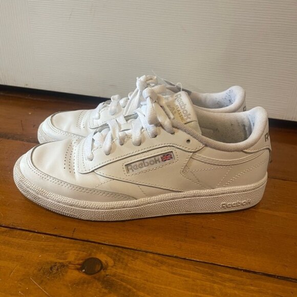 Reebok Classic C85 White Leather Lace Up Sneakers Club C 85 Running Shoes - Picture 2 of 10